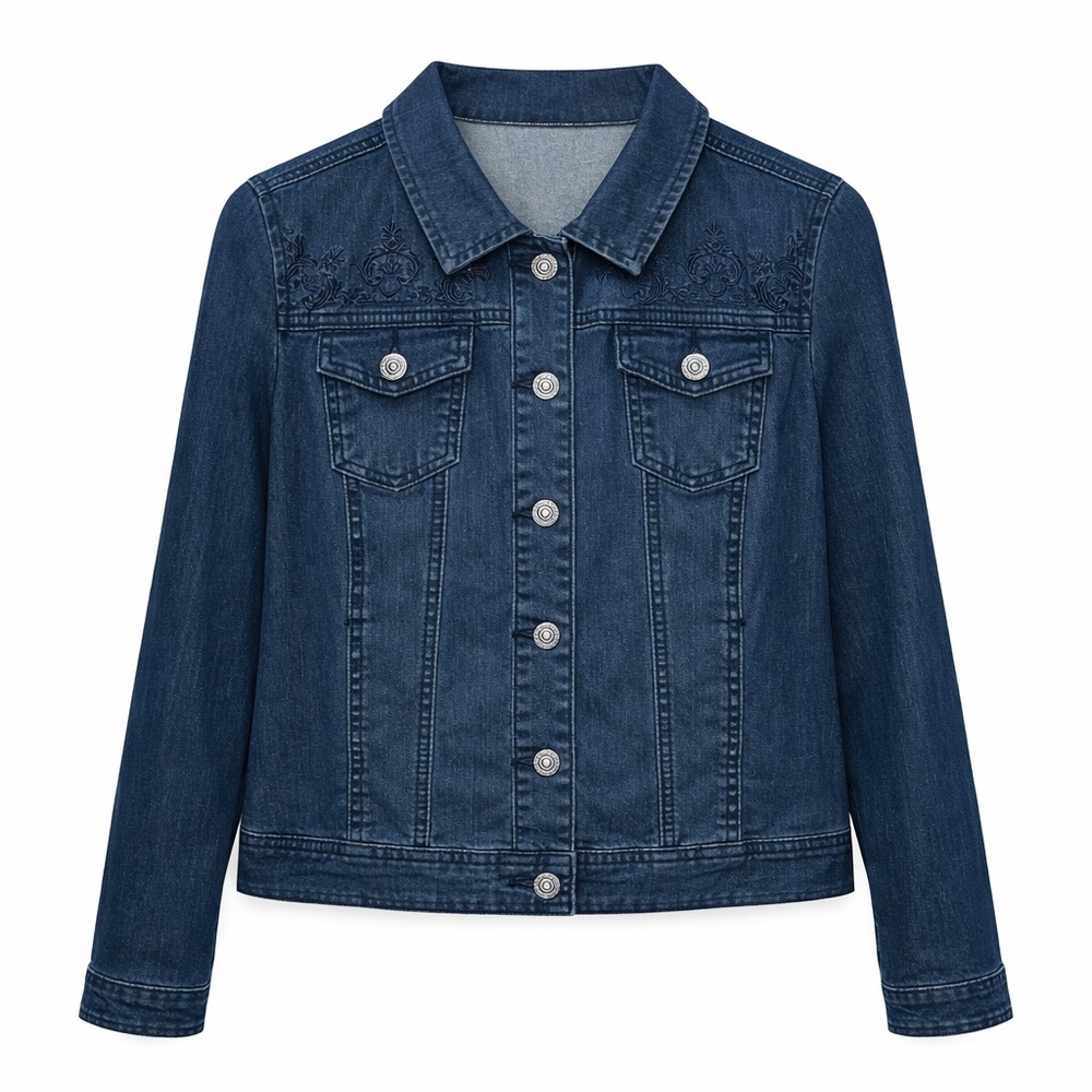 Baccini Embroidered Petite Jean Jacket (124)